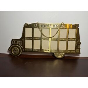 Vintage 1988 Penco Solid Brass School Days School Bus 12 Photo Frame